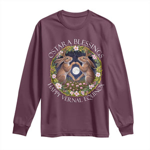 Ostara Blessings Happy Vernal Equinox Long Sleeve Shirt Ostara Pagan Eostre Easter Day Wolpertinger TS11 Maroon Print Your Wear