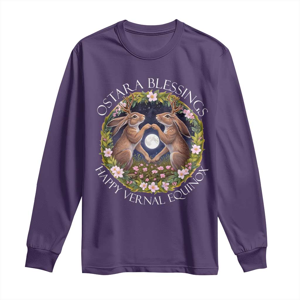 Ostara Blessings Happy Vernal Equinox Long Sleeve Shirt Ostara Pagan Eostre Easter Day Wolpertinger TS11 Purple Print Your Wear