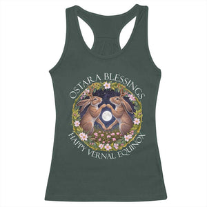 Ostara Blessings Happy Vernal Equinox Racerback Tank Top Ostara Pagan Eostre Easter Day Wolpertinger TS11 Dark Forest Green Print Your Wear