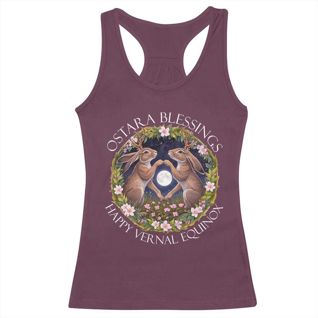 Ostara Blessings Happy Vernal Equinox Racerback Tank Top Ostara Pagan Eostre Easter Day Wolpertinger TS11 Maroon Print Your Wear