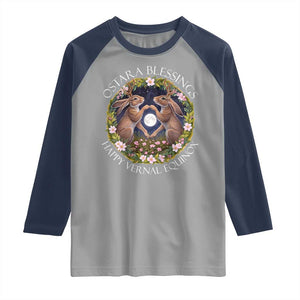 Ostara Blessings Happy Vernal Equinox Raglan Shirt Ostara Pagan Eostre Easter Day Wolpertinger TS11 Sport Gray Navy Print Your Wear