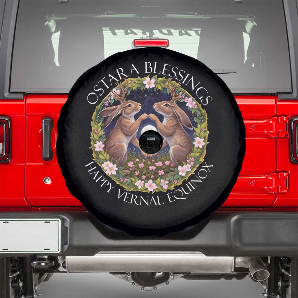 Ostara Blessings Happy Vernal Equinox Spare Tire Cover Ostara Pagan Eostre Easter Day Wolpertinger TS11 Black Print Your Wear