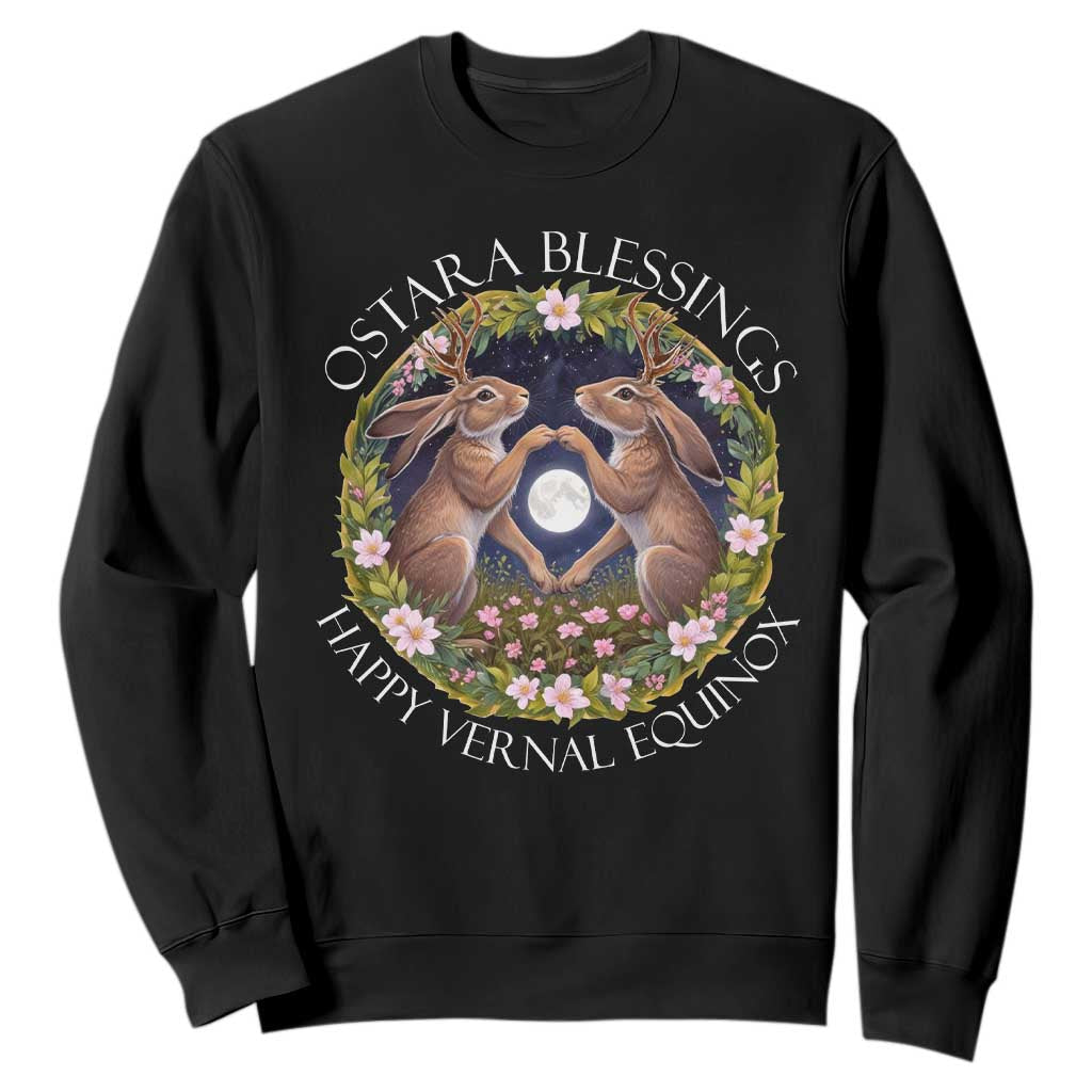 Ostara Blessings Happy Vernal Equinox Sweatshirt Ostara Pagan Eostre Easter Day Wolpertinger TS11 Black Print Your Wear