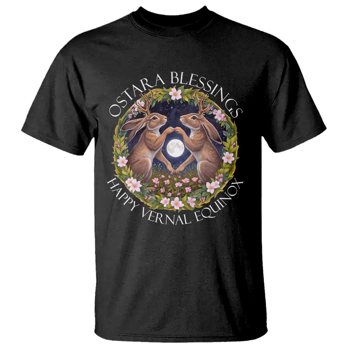 Ostara Blessings Happy Vernal Equinox T Shirt Ostara Pagan Eostre Easter Day Wolpertinger TS11 Black Print Your Wear
