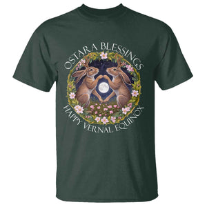 Ostara Blessings Happy Vernal Equinox T Shirt Ostara Pagan Eostre Easter Day Wolpertinger TS11 Dark Forest Green Print Your Wear