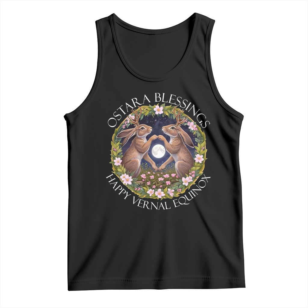 Ostara Blessings Happy Vernal Equinox Tank Top Ostara Pagan Eostre Easter Day Wolpertinger TS11 Black Print Your Wear