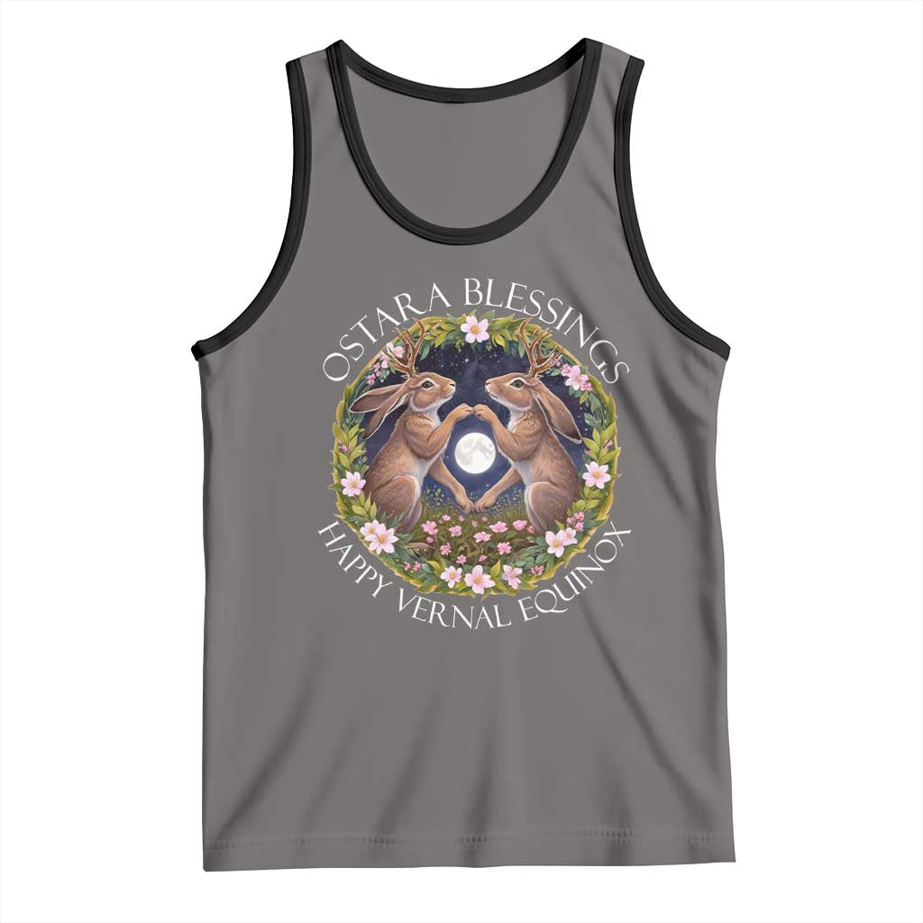 Ostara Blessings Happy Vernal Equinox Tank Top Ostara Pagan Eostre Easter Day Wolpertinger TS11 Deep Heather Black Print Your Wear
