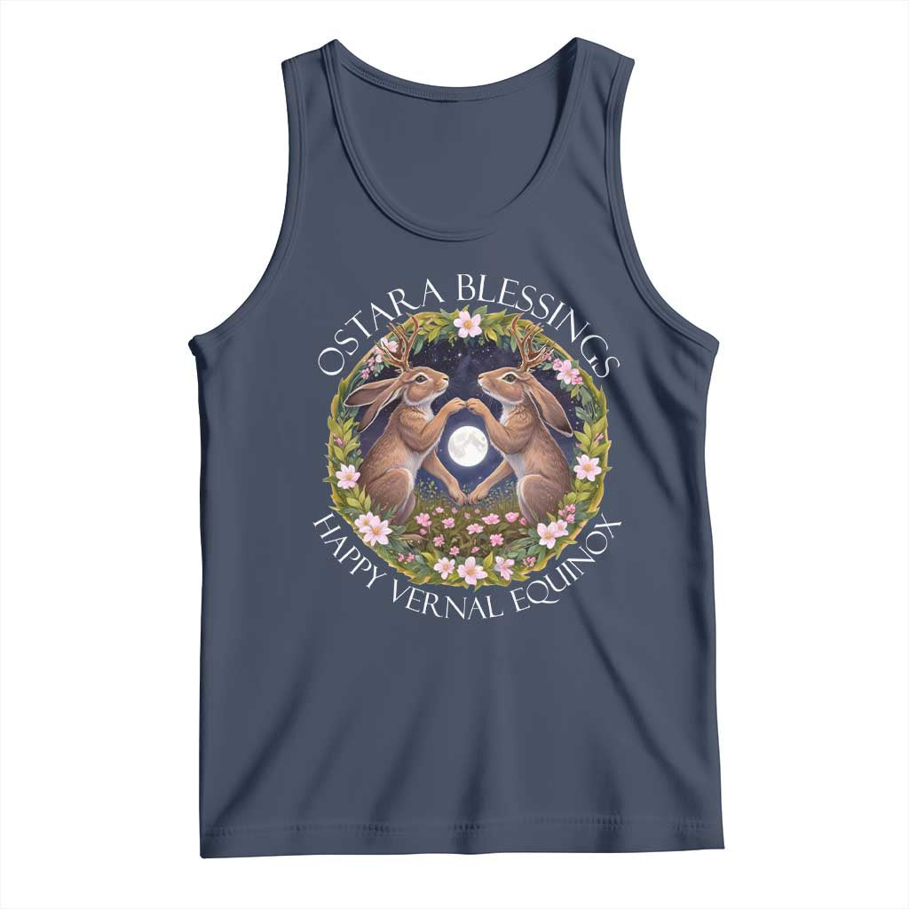 Ostara Blessings Happy Vernal Equinox Tank Top Ostara Pagan Eostre Easter Day Wolpertinger TS11 Navy Print Your Wear