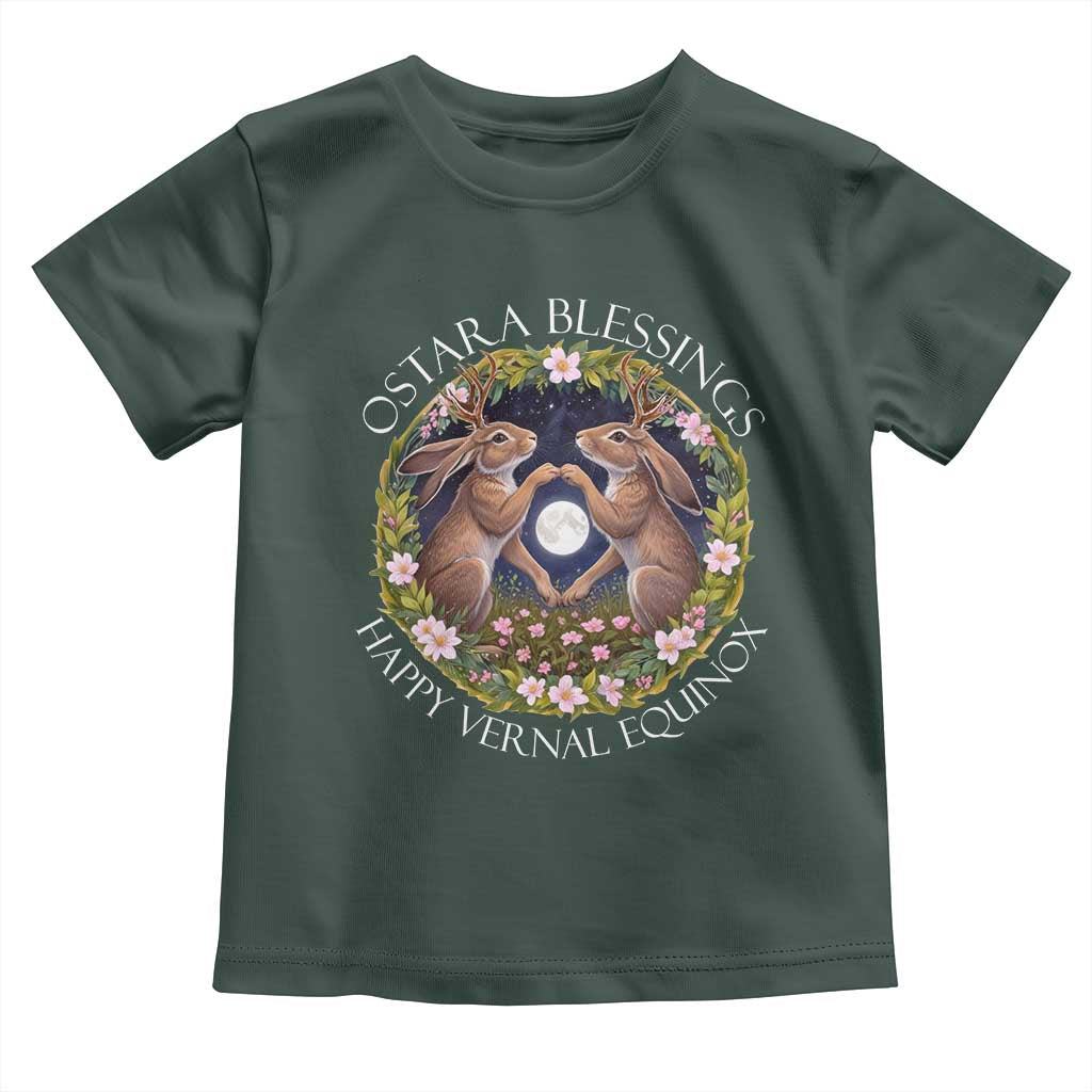 Ostara Blessings Happy Vernal Equinox Toddler T Shirt Ostara Pagan Eostre Easter Day Wolpertinger TS11 Dark Forest Green Print Your Wear