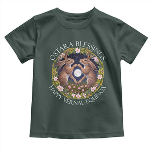 Ostara Blessings Happy Vernal Equinox Toddler T Shirt Ostara Pagan Eostre Easter Day Wolpertinger TS11 Dark Forest Green Print Your Wear