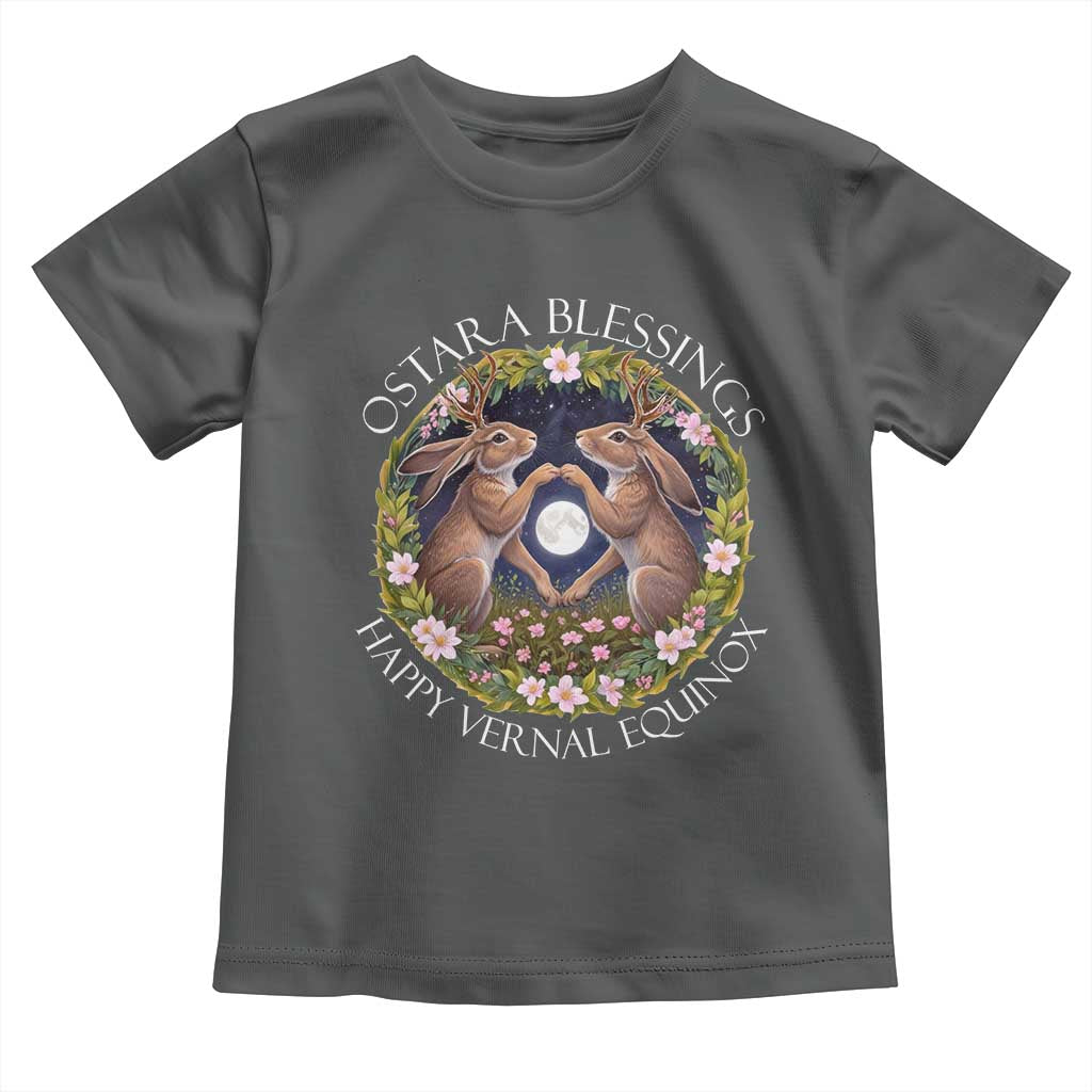 Ostara Blessings Happy Vernal Equinox Toddler T Shirt Ostara Pagan Eostre Easter Day Wolpertinger TS11 Dark Heather Print Your Wear