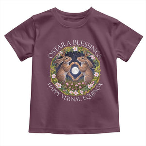 Ostara Blessings Happy Vernal Equinox Toddler T Shirt Ostara Pagan Eostre Easter Day Wolpertinger TS11 Maroon Print Your Wear