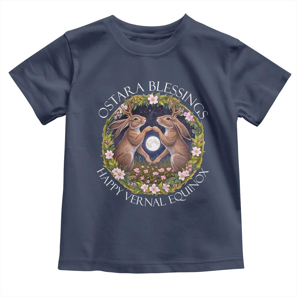 Ostara Blessings Happy Vernal Equinox Toddler T Shirt Ostara Pagan Eostre Easter Day Wolpertinger TS11 Navy Print Your Wear