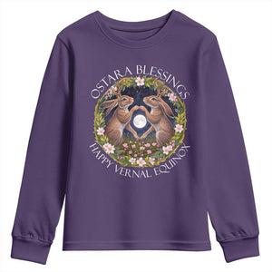 Ostara Blessings Happy Vernal Equinox Youth Sweatshirt Ostara Pagan Eostre Easter Day Wolpertinger TS11 Purple Print Your Wear