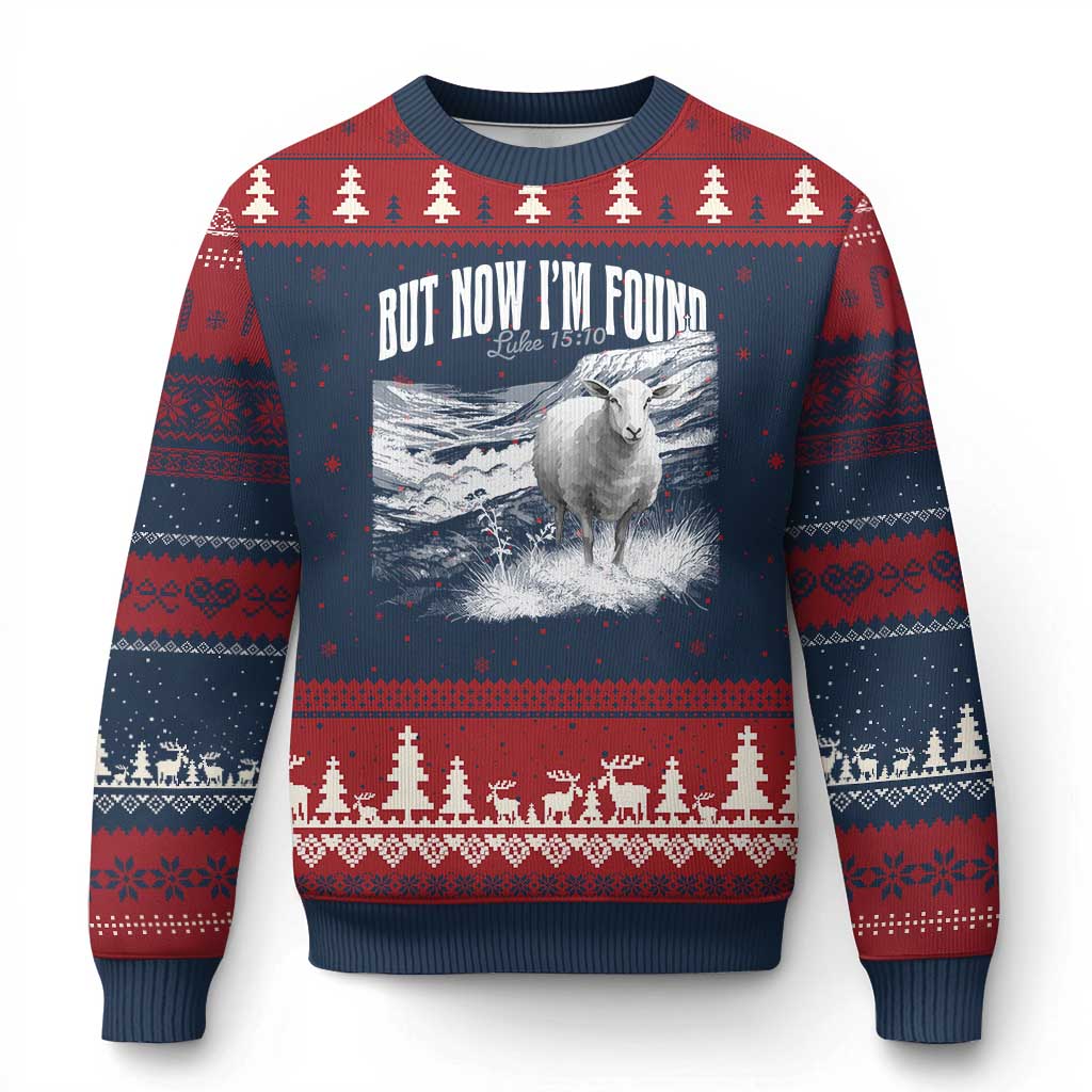 But Now I'm Found Ugly Christmas Sweater Christian Faith Sheep TS11 Navy Red Print Your Wear