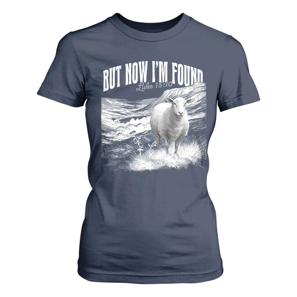 But Now I'm Found T Shirt For Women Christian Faith Sheep TS11 Navy Print Your Wear