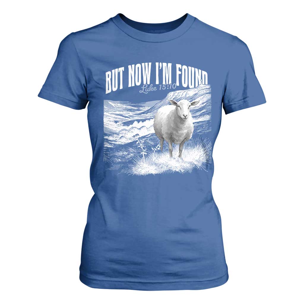 But Now I'm Found T Shirt For Women Christian Faith Sheep TS11 Royal Blue Print Your Wear