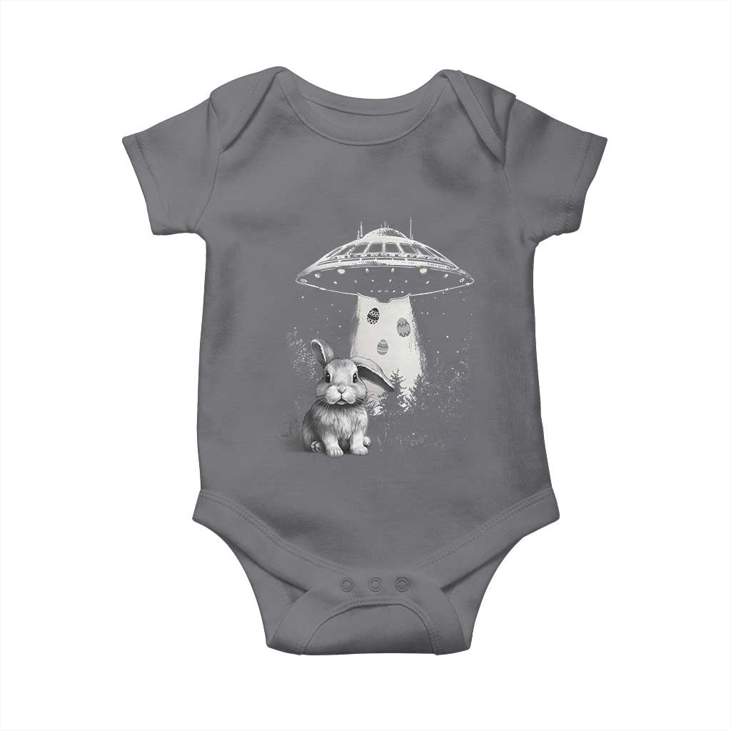 Funny Easter Day UFO Bunny Alien Eggs Baby Onesie TS11 Charcoal Print Your Wear
