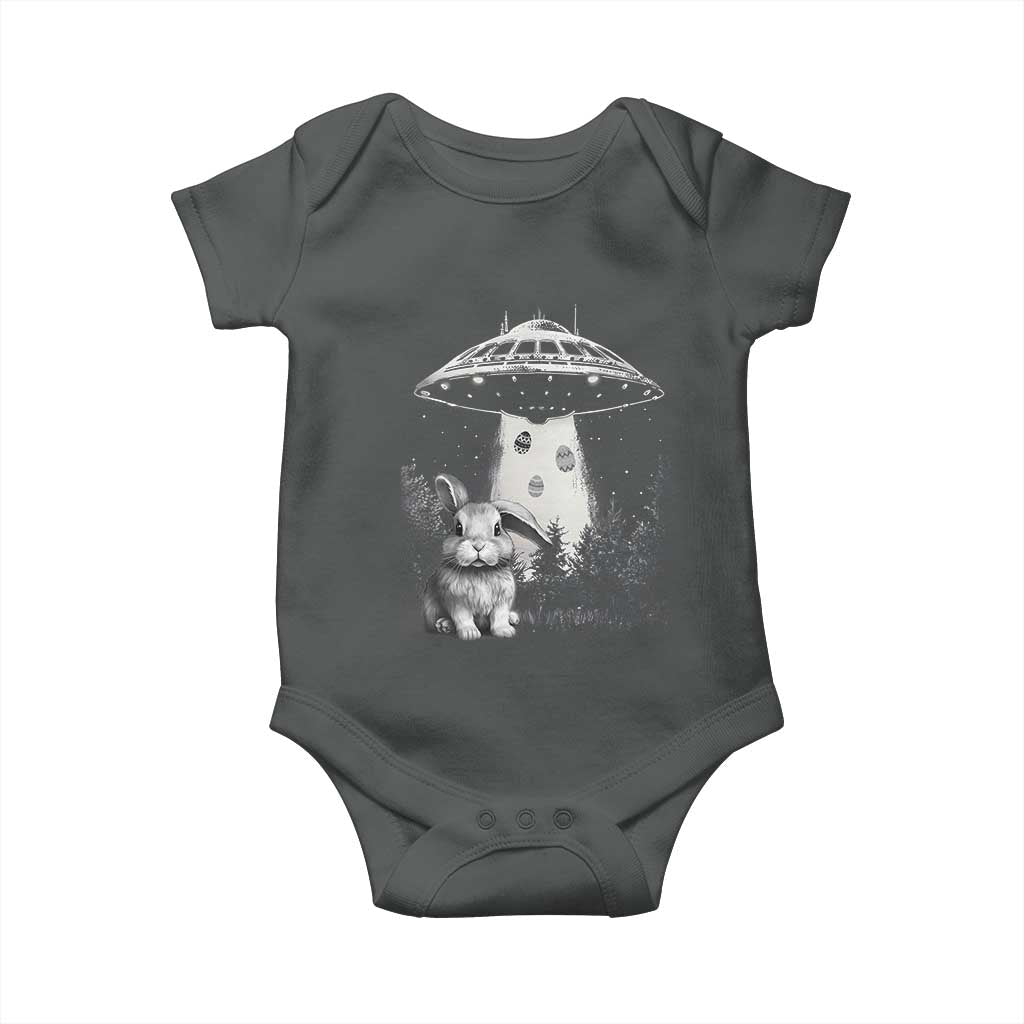 Funny Easter Day UFO Bunny Alien Eggs Baby Onesie TS11 Dark Heather Print Your Wear