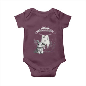 Funny Easter Day UFO Bunny Alien Eggs Baby Onesie TS11 Maroon Print Your Wear