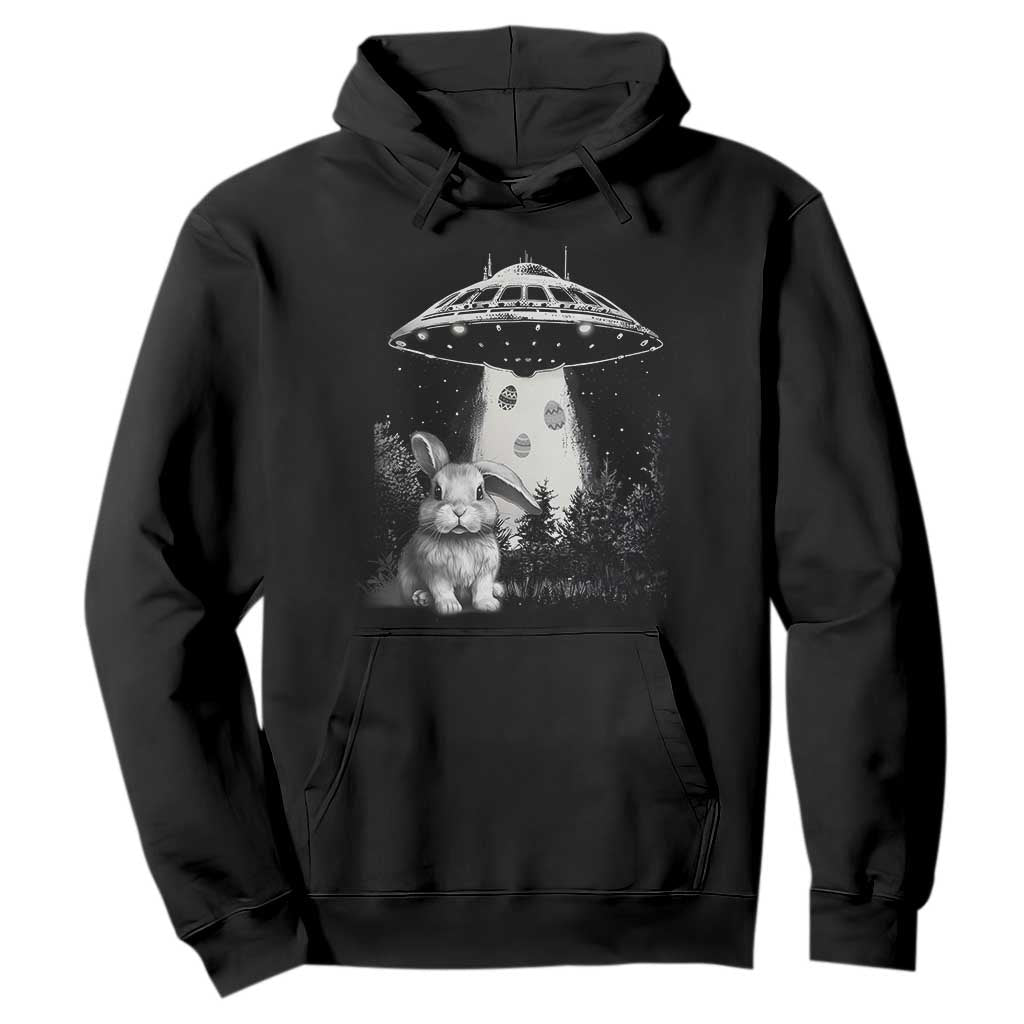 Funny Easter Day UFO Bunny Alien Eggs Hoodie TS11 Black Print Your Wear