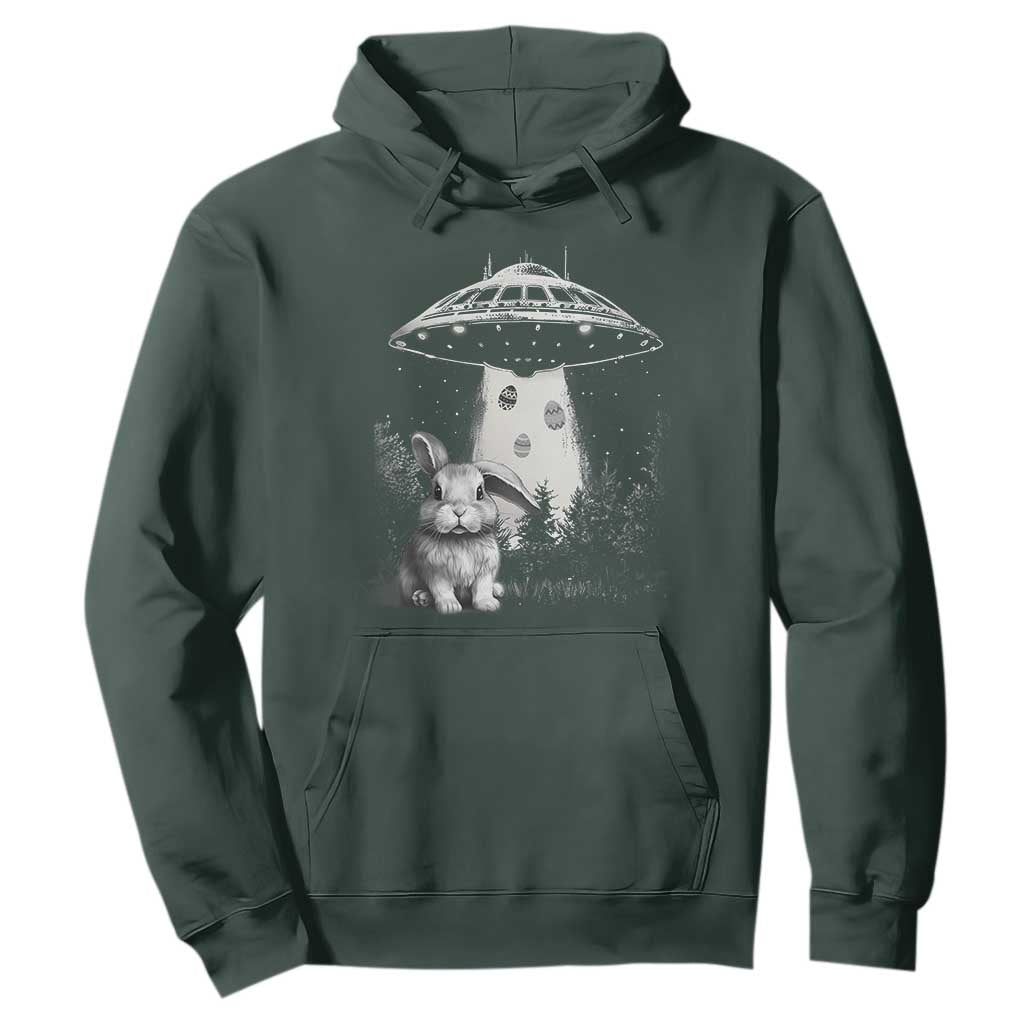 Funny Easter Day UFO Bunny Alien Eggs Hoodie TS11 Dark Forest Green Print Your Wear