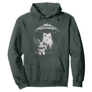 Funny Easter Day UFO Bunny Alien Eggs Hoodie TS11 Dark Forest Green Print Your Wear