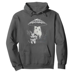 Funny Easter Day UFO Bunny Alien Eggs Hoodie TS11 Dark Heather Print Your Wear