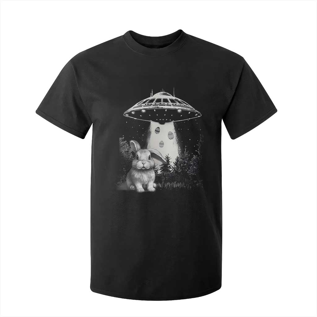Funny Easter Day UFO Bunny Alien Eggs T Shirt For Kid TS11 Black Print Your Wear