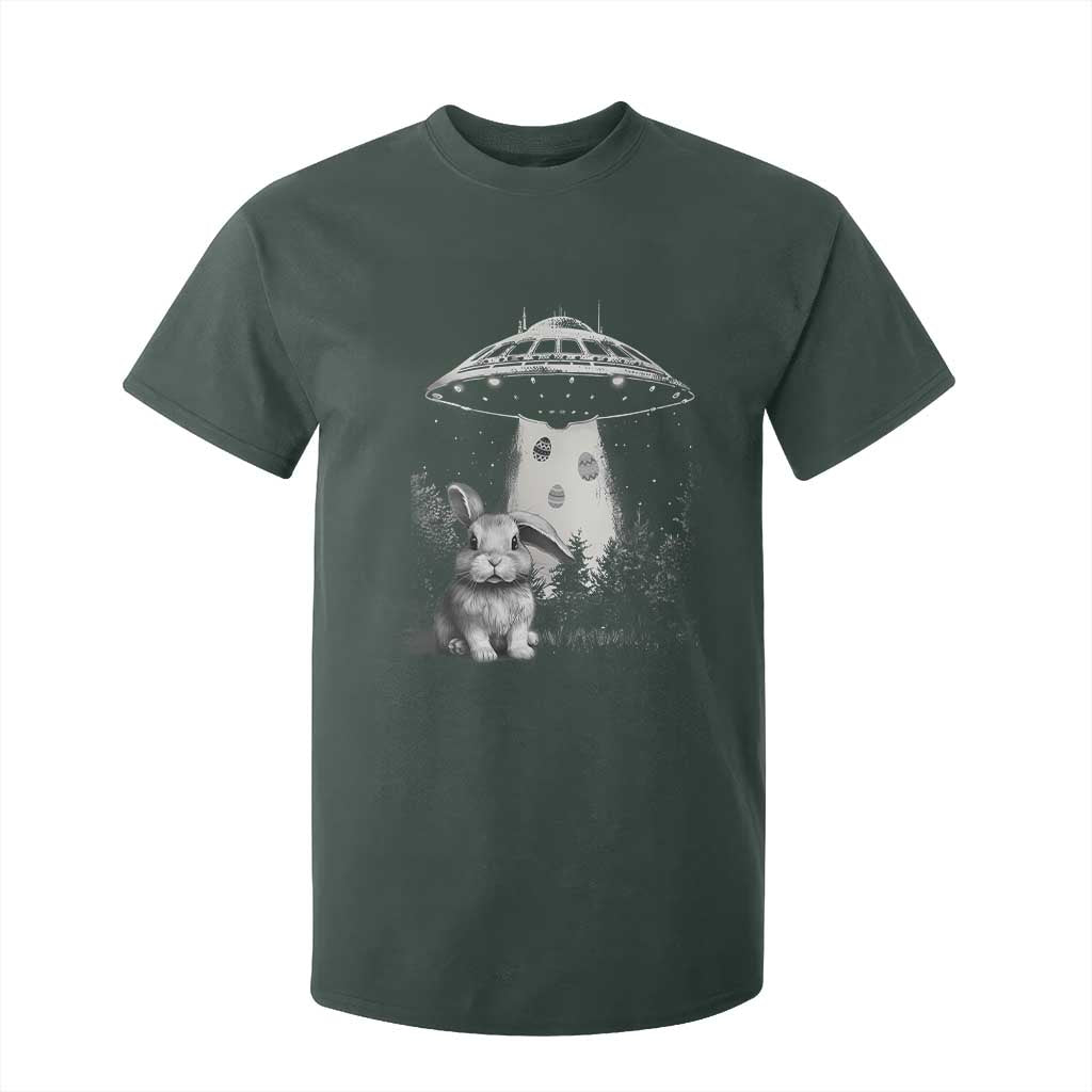 Funny Easter Day UFO Bunny Alien Eggs T Shirt For Kid TS11 Dark Forest Green Print Your Wear