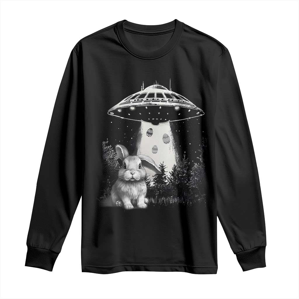 Funny Easter Day UFO Bunny Alien Eggs Long Sleeve Shirt TS11 Black Print Your Wear