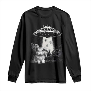 Funny Easter Day UFO Bunny Alien Eggs Long Sleeve Shirt TS11 Black Print Your Wear