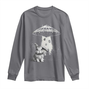 Funny Easter Day UFO Bunny Alien Eggs Long Sleeve Shirt TS11 Charcoal Print Your Wear