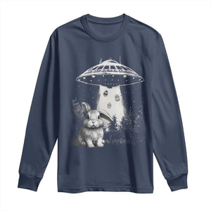 Funny Easter Day UFO Bunny Alien Eggs Long Sleeve Shirt TS11 Navy Print Your Wear