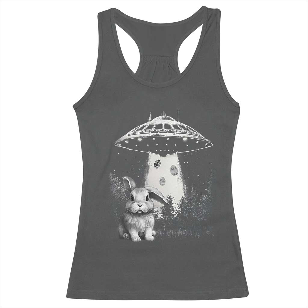 Funny Easter Day UFO Bunny Alien Eggs Racerback Tank Top TS11 Dark Heather Print Your Wear