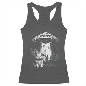 Funny Easter Day UFO Bunny Alien Eggs Racerback Tank Top TS11 Dark Heather Print Your Wear