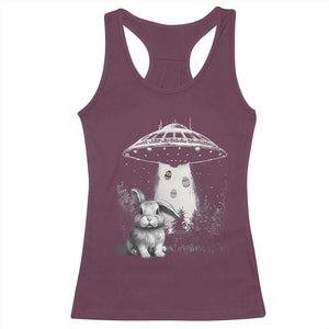 Funny Easter Day UFO Bunny Alien Eggs Racerback Tank Top TS11 Maroon Print Your Wear