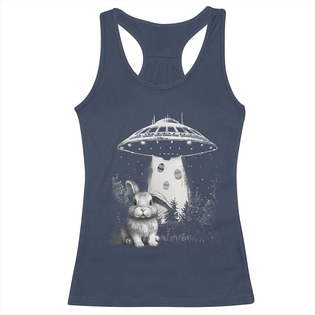 Funny Easter Day UFO Bunny Alien Eggs Racerback Tank Top TS11 Navy Print Your Wear