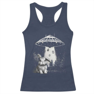 Funny Easter Day UFO Bunny Alien Eggs Racerback Tank Top TS11 Navy Print Your Wear