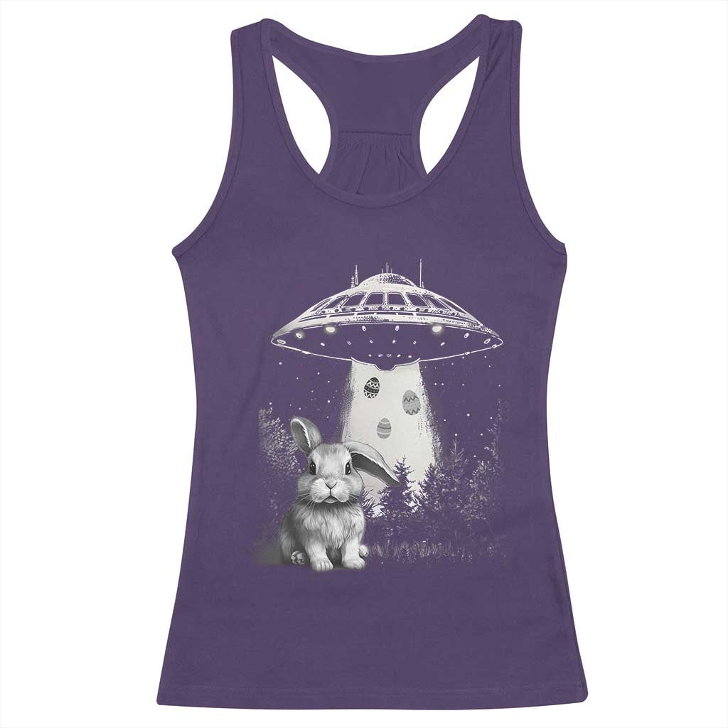 Funny Easter Day UFO Bunny Alien Eggs Racerback Tank Top TS11 Purple Print Your Wear