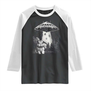Funny Easter Day UFO Bunny Alien Eggs Raglan Shirt TS11 Black White Print Your Wear