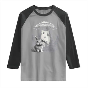 Funny Easter Day UFO Bunny Alien Eggs Raglan Shirt TS11 Sport Gray Black Print Your Wear