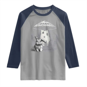 Funny Easter Day UFO Bunny Alien Eggs Raglan Shirt TS11 Sport Gray Navy Print Your Wear