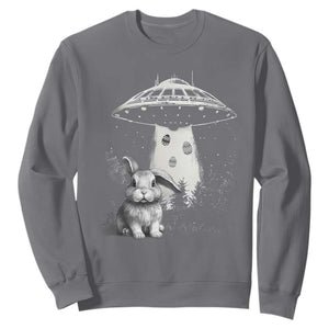 Funny Easter Day UFO Bunny Alien Eggs Sweatshirt TS11 Charcoal Print Your Wear