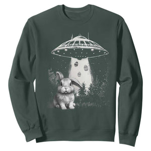Funny Easter Day UFO Bunny Alien Eggs Sweatshirt TS11 Dark Forest Green Print Your Wear
