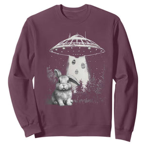 Funny Easter Day UFO Bunny Alien Eggs Sweatshirt TS11 Maroon Print Your Wear
