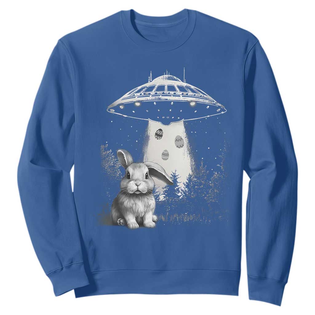 Funny Easter Day UFO Bunny Alien Eggs Sweatshirt TS11 Royal Blue Print Your Wear