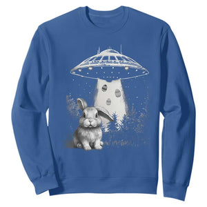 Funny Easter Day UFO Bunny Alien Eggs Sweatshirt TS11 Royal Blue Print Your Wear