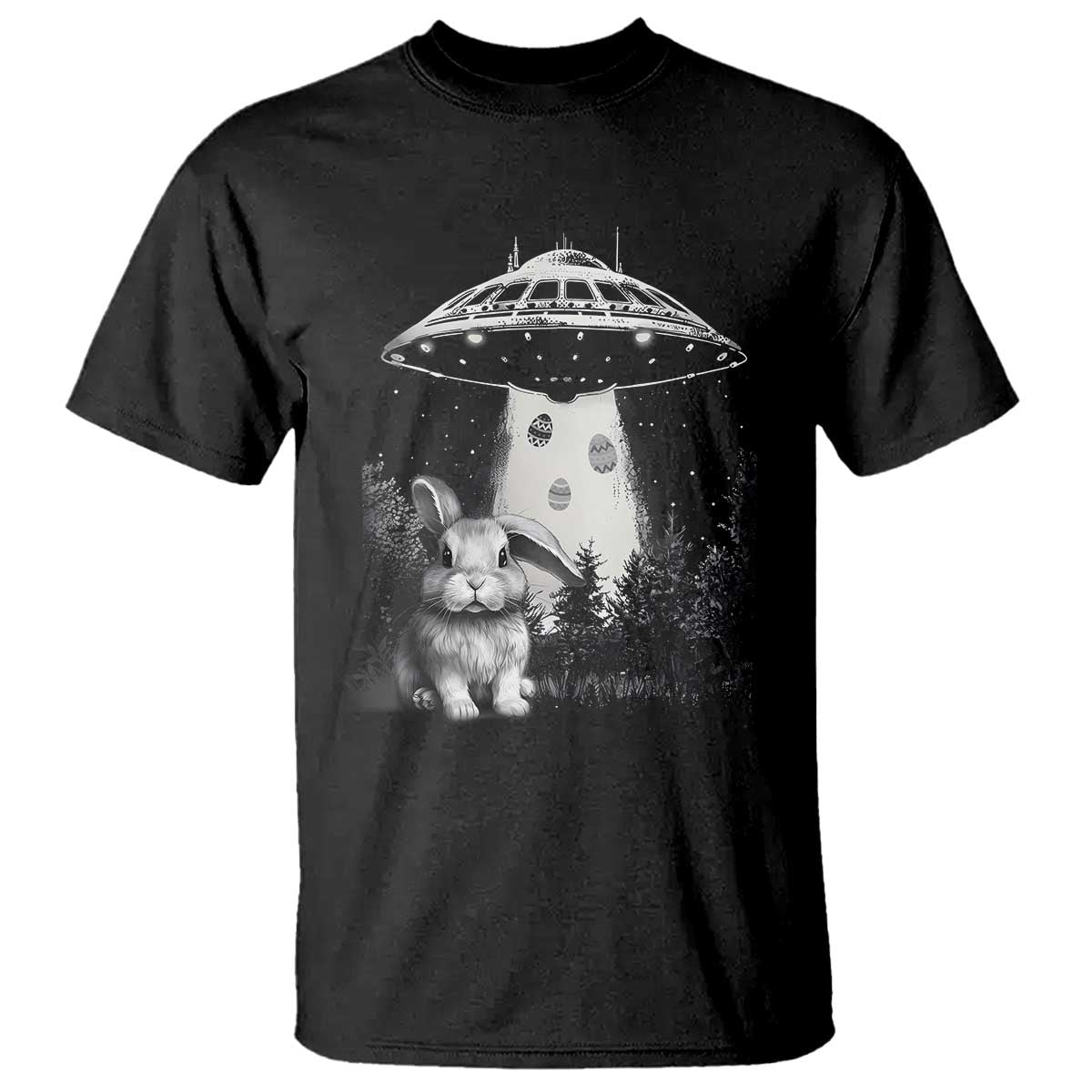 Funny Easter Day UFO Bunny Alien Eggs T Shirt TS11 Black Print Your Wear