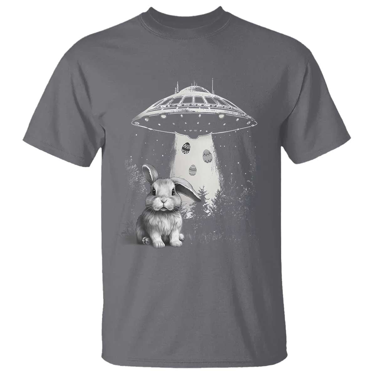 Funny Easter Day UFO Bunny Alien Eggs T Shirt TS11 Charcoal Print Your Wear